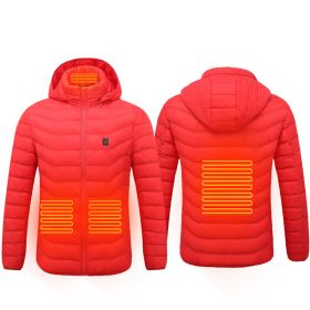 Winter Heated Jacket USB Electric Cotton Coat Zip-up Heater Thermal Clothing Heating Vest For Men (Option: Red Zone4-2XL)