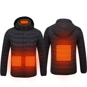 Winter Heated Jacket USB Electric Cotton Coat Zip-up Heater Thermal Clothing Heating Vest For Men (Option: Black Zone4-6XL)