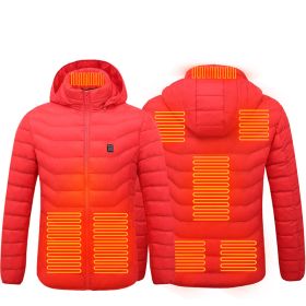 Winter Heated Jacket USB Electric Cotton Coat Zip-up Heater Thermal Clothing Heating Vest For Men (Option: Red Zone8-Xl)