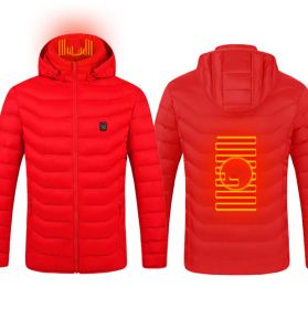 Winter Heated Jacket USB Electric Cotton Coat Zip-up Heater Thermal Clothing Heating Vest For Men (Option: Red Zone2-3XL)