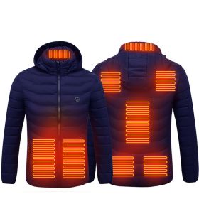 Winter Heated Jacket USB Electric Cotton Coat Zip-up Heater Thermal Clothing Heating Vest For Men (Option: Blue Zone8-6XL)
