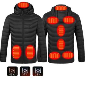 Winter Heated Jacket USB Electric Cotton Coat Zip-up Heater Thermal Clothing Heating Vest For Men (Option: Black Zone9-4xl)